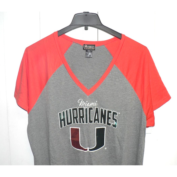 Gameday Couture Women's Sequin Miami Hurricanes V-Neck Short Sleeve Tee 2XL $48 - Picture 2 of 4